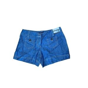 New York & Company Denim Mom Short Womens Size 6 Blue Mid Rise Flat Front Cotton